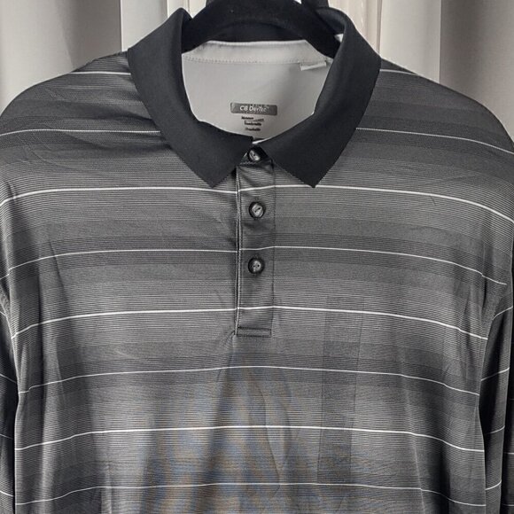 Cutter & Buck Dark Gray Light Gray White Polyester DryTec Polo Golf Shirt Sz XXL - Picture 2 of 12